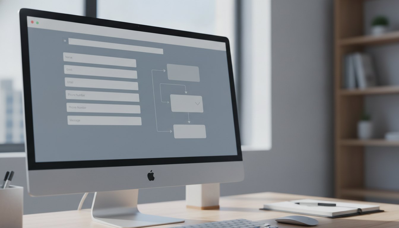 Tela de computador exibindo o painel de configuração de um formulário de contato com roteamento.