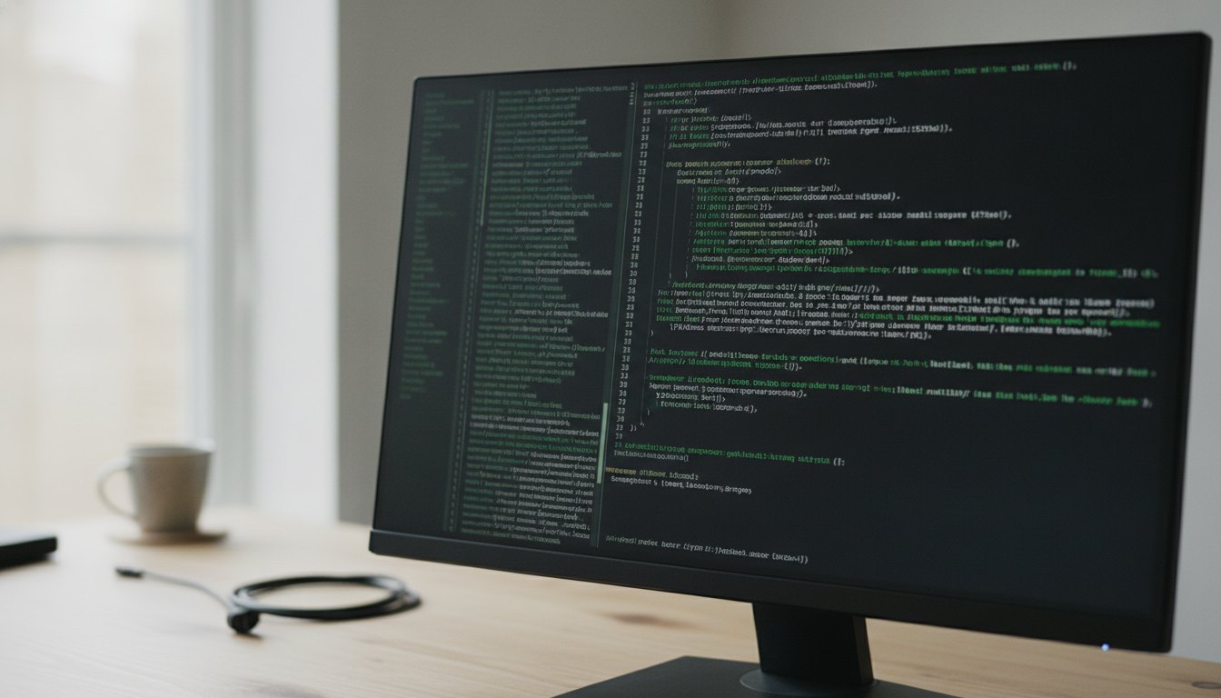 Tela de computador escura exibindo linhas de texto verde e branco de um terminal de comandos.